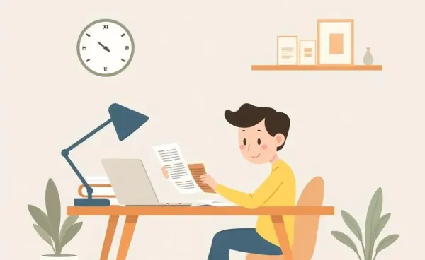 Calm scene of financial planning at a desk