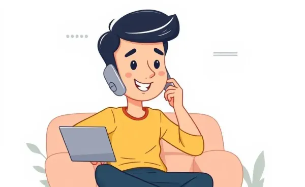 A relaxed person talking on the phone with an insurance agent