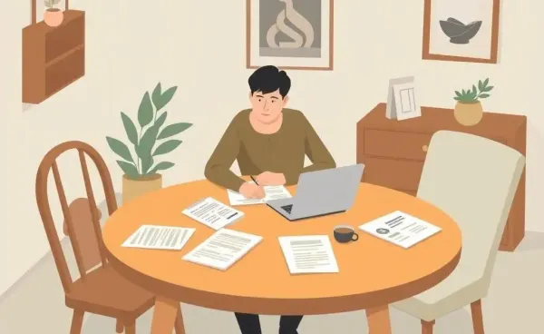 A person planning investments at a cozy table