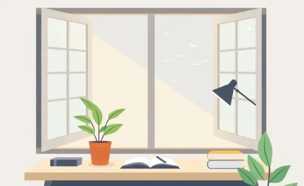 A serene investing workspace with calming elements