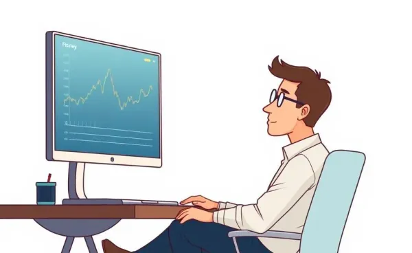 A calm investor viewing semiconductor stocks on a computer screen.