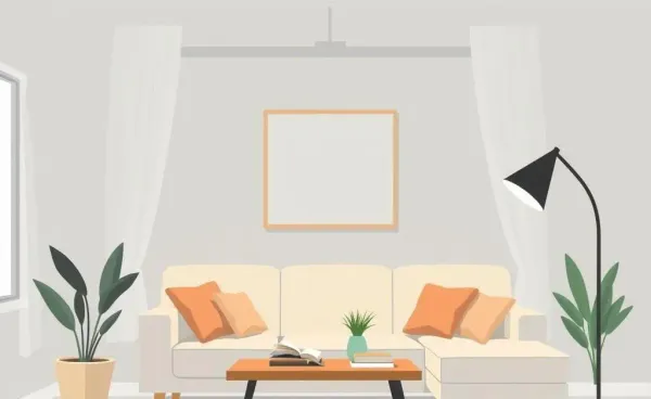 A tranquil living room with a cozy reading nook, symbolizing balance.