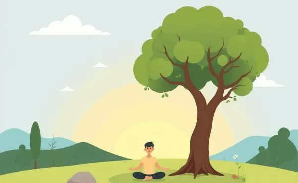 A peaceful meditation scene in nature