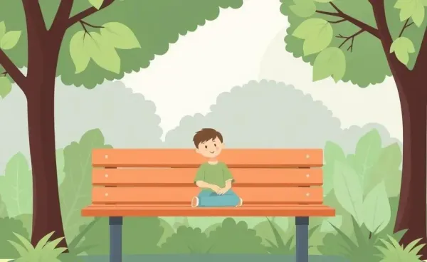 A serene scene of a person sitting on a park bench, symbolizing tranquility.