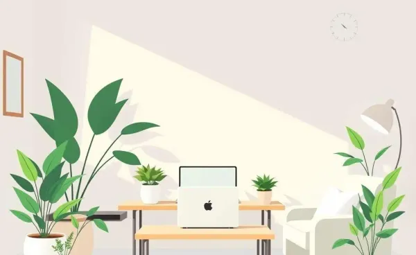 Minimalist workspace with calming elements