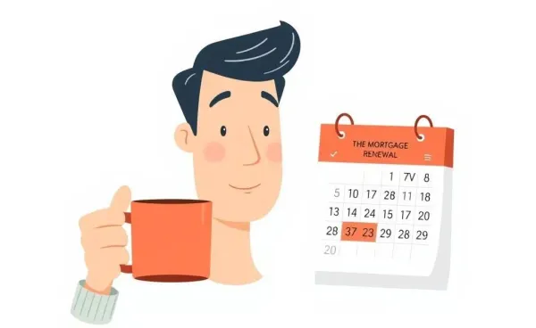A relaxed person planning their mortgage renewal while holding a cup