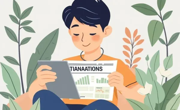 Illustration of a person reading financial news calmly