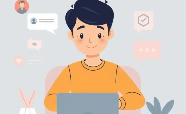 Person calmly replying to online comment