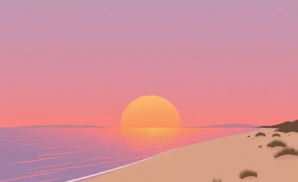 A serene shoreline at sunset, symbolizing tranquility amidst change