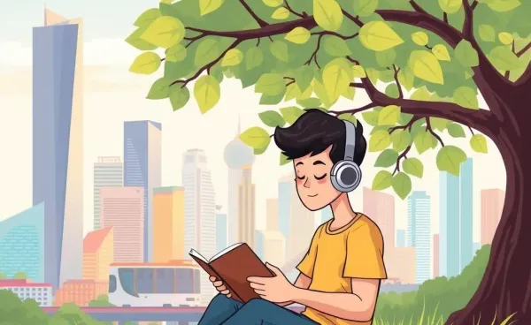 A peaceful scene of relaxation under a tree in a city
