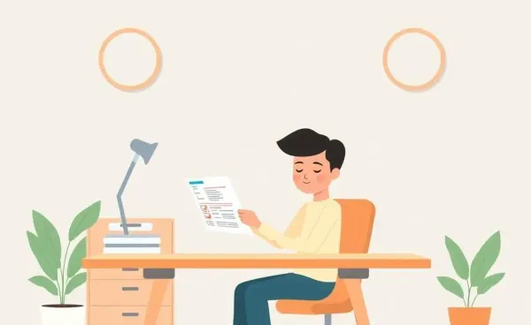 Person calmly reviewing a medical bill at a desk