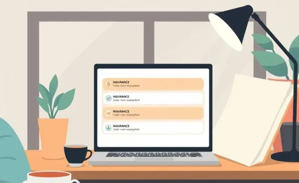 A cozy home office setting illustrating online insurance options.