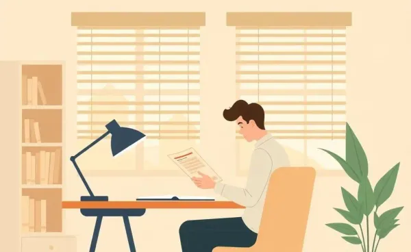 A person examining mortgage documents at home