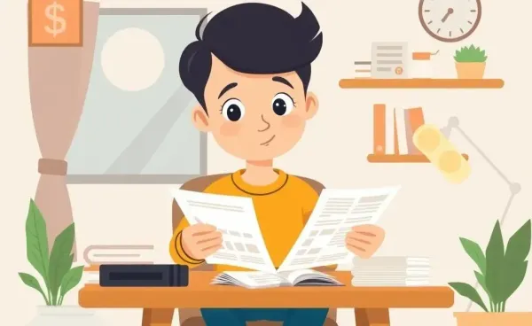 A cartoon depiction of a person understanding capital reduction at a desk.
