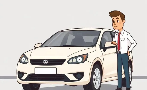 An insurance agent inspecting a car with a salvage title.
