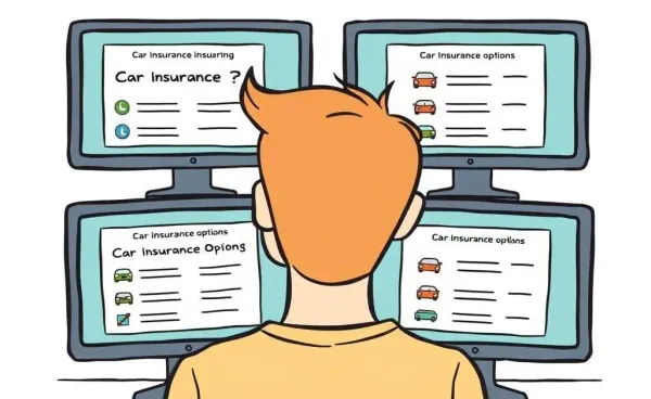 A person examining car insurance options on a computer screen.