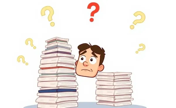 Confused person looking at car insurance papers.