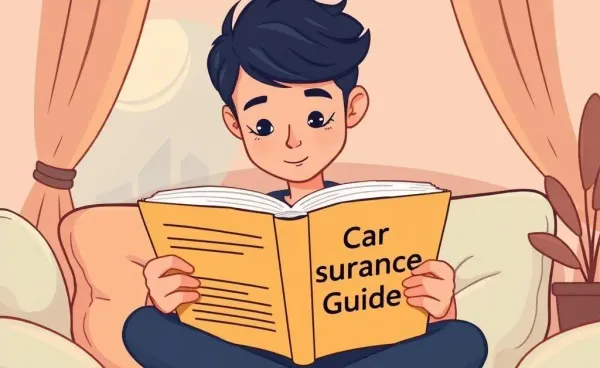Illustration of a person reading a car insurance guide