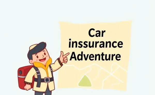 Guide pointing at a map titled 'Car Insurance Adventure'.