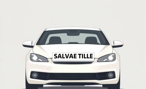 Illustration of a car with a salvage title label