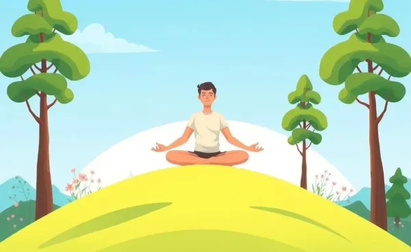 Person meditating on a grassy hill, symbolizing a career break