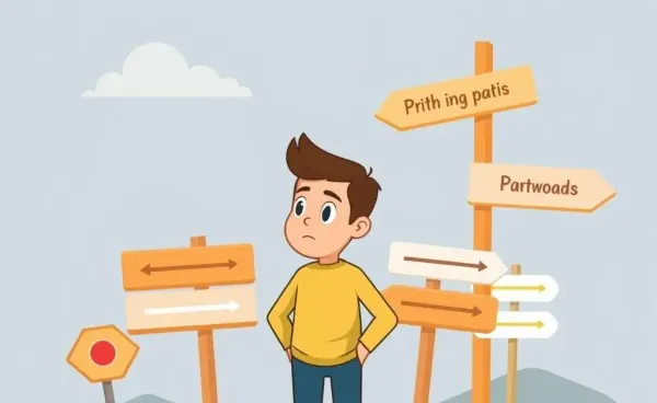 Person standing at a crossroads choosing a career path