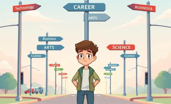 Person at a crossroads with multiple career options