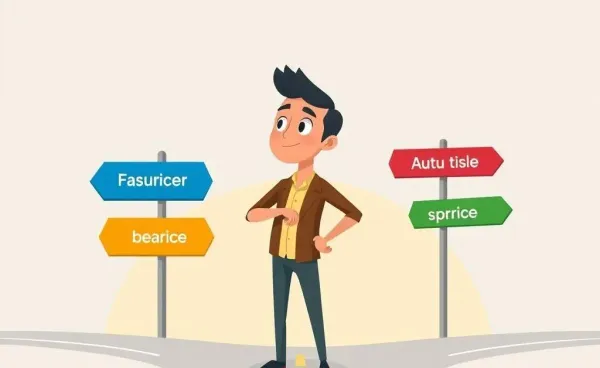 A person at a career crossroads with signposts for different jobs