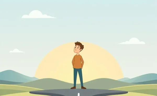 A person at a crossroads contemplating their career choices