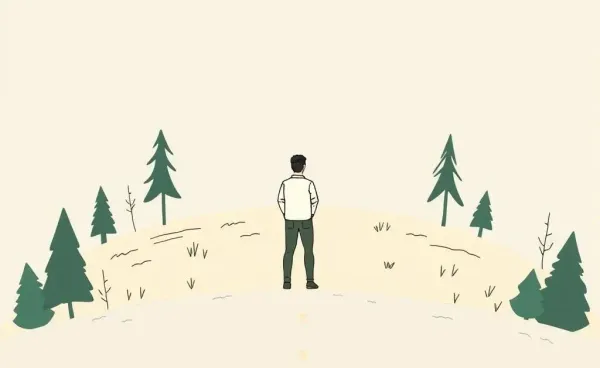Person standing at a crossroads pondering next career step