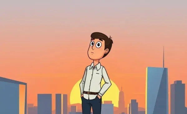 A young professional overlooking a city skyline, representing career exploration.