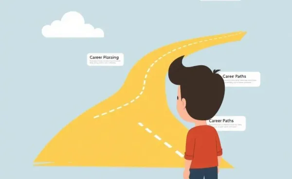 A person exploring a roadmap with different career path options