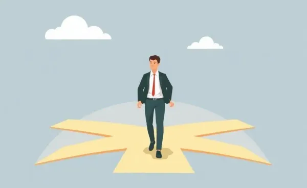 Person at a crossroads symbolizing career resilience