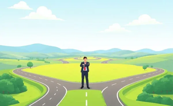 Person confidently facing multiple paths on a career journey
