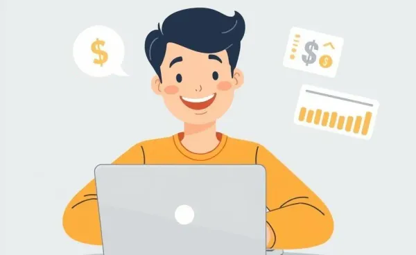 A person managing finance through an online account on a laptop