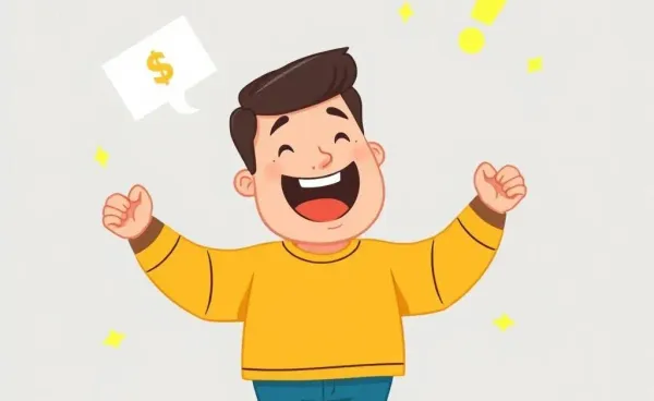 Person celebrating a high credit score with a credit score dial showing 700