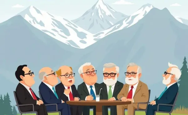 Central bankers meeting in a scenic mountain location