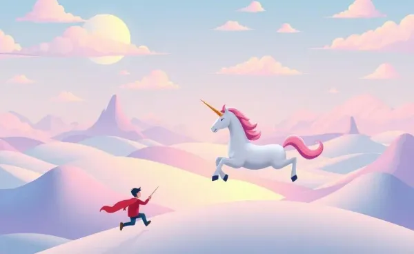 A cartoon person chasing a unicorn, symbolizing job searching challenges