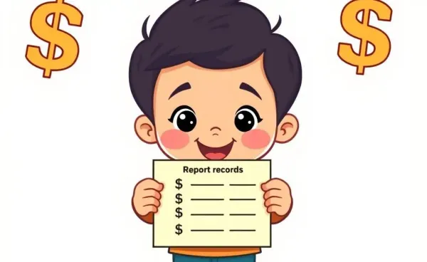 Child holding a report card with dollar signs symbolizing financial rewards for good grades