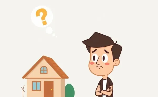 Person pondering in front of a property management building