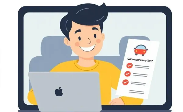 Person analyzing car insurance options on a laptop