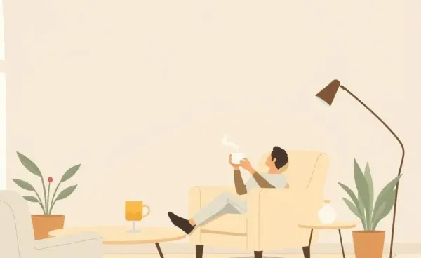 A person thoughtfully choosing a health insurance plan while sitting in a cozy setting.