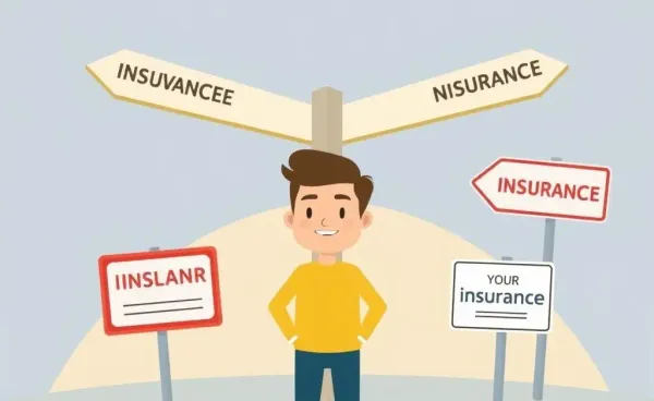 A person at a crossroads choosing between different insurance paths
