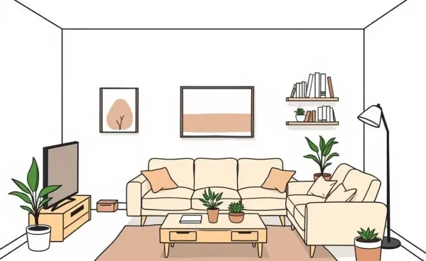 A tidy and minimalist living room, exuding a sense of calm and order
