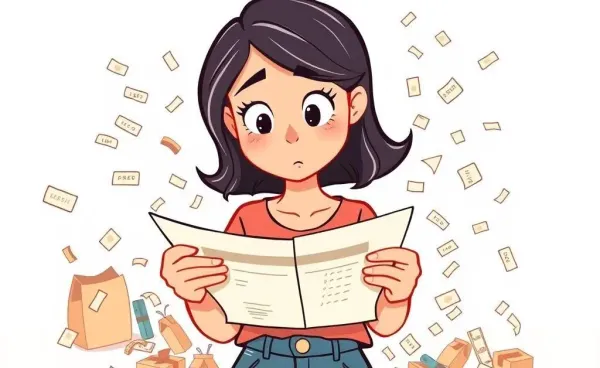 Woman humorously overwhelmed by tiny purchases on her credit card statement