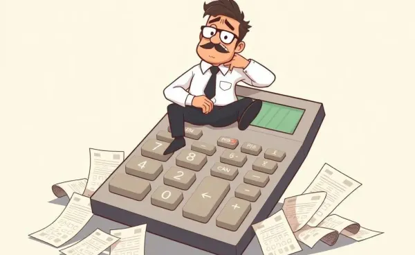 Confused landlord surrounded by plumbing repair bills