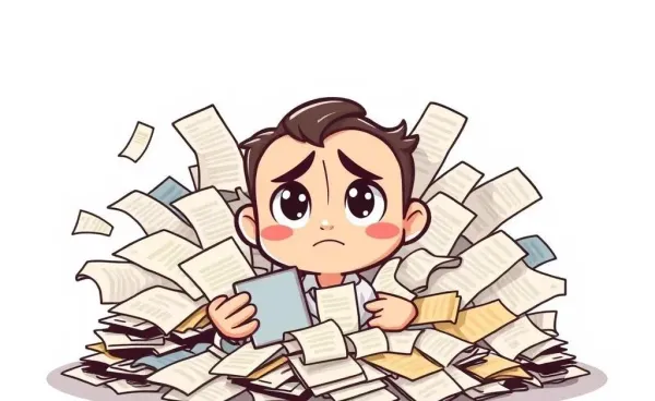 A cartoon character overwhelmed by bills and expenses