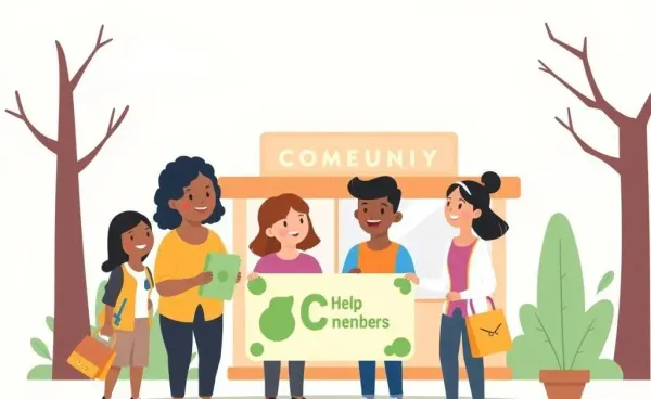 Illustration of a community-focused credit union with happy people