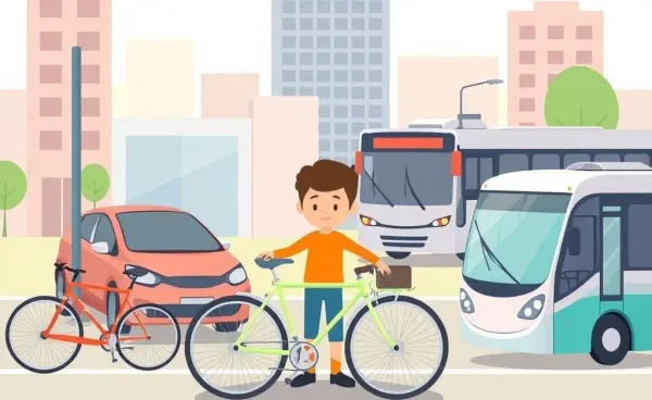 Illustration showing different commuting options