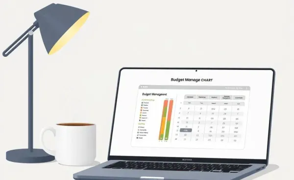 Open laptop with a company update on a desk